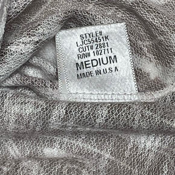 Olivia Moon Pullover High-low Blouse, Brown & White Print, Semi Sheer Size M - Picture 4 of 7